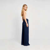 Women High Street Patchwork Straight Wide-Leg Loose Denim Pants