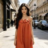 Plus Size Women Floral Strap Maxi Loose Solid Fashionable Dress