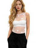 Women Sexy Sleeveless Slim Vest See-Through Sequin Top
