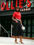 Women Fashion Contrasting Stitch Deconstructed Button Cropped Denim Pants
