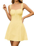 Summer Chic Women Strap Dress Slim Waist Lace-Up Low Back Dress