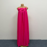 Plus Size Women Floral Strap Maxi Loose Solid Fashionable Dress