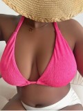 Plus Size Women Halter Neck Lace-Up Bikini Top Sexy Push-Up Swimwear