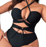 Women Sexy Cut-Out Lace-Up One-Piece Swimsuit