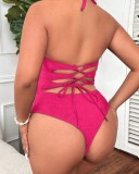 Women Sexy Cut-Out Lace-Up One-Piece Swimsuit