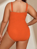 Plus Size Women One-Piece Triangle Swimsuit Beachwear