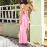Summer Holidays Women Chic Low Back Lace-Up One-Shoulder Gown