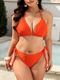 Plus Size Women Two-Piece Bikini Set Gradient Drawstring Dress Cover-Up Four-Piece