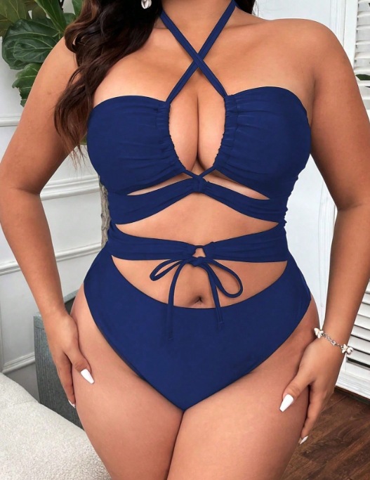 Cut-Out Lace-Up One-Piece Swimsuit for Pool & Beach