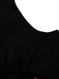 Women Solid Sleeveless V-Neck Tie Front Top with Drawstring Wide-Leg Two-Piece Pants Set