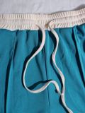 Women Color-Blocked Side Stripe Long-Sleeve Jacket with Drawstring Wide-Leg Two-Piece Pants Set