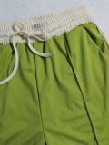 Women Color-Blocked Side Stripe Long-Sleeve Jacket with Drawstring Wide-Leg Two-Piece Pants Set
