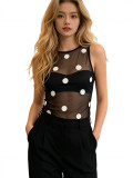 Women Sexy Sleeveless Slim Vest See-Through Sequin Top