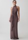 Women Fashion Halter Neck Knitting Bodycon Low Back Slim-Slit Dress