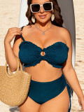 Plus Size Women Two-Piece Set Bikini Removable Strap High-Waist Holidays Swimwear