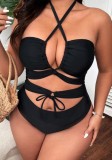 Women Sexy Cut-Out Lace-Up One-Piece Swimsuit