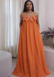 Plus Size Women Floral Strap Maxi Loose Solid Fashionable Dress
