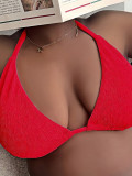 Plus Size Women Halter Neck Lace-Up Bikini Top Sexy Push-Up Swimwear