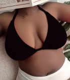 Plus Size Women Halter Neck Lace-Up Bikini Top Sexy Push-Up Swimwear
