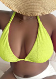 Plus Size Women Halter Neck Lace-Up Bikini Top Sexy Push-Up Swimwear