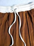 Women Color-Blocked Side Stripe Long-Sleeve Jacket with Drawstring Wide-Leg Two-Piece Pants Set