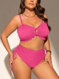 Plus Size Women Two-Piece Set Bikini Removable Strap High-Waist Holidays Swimwear