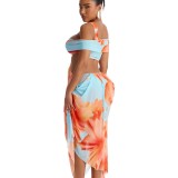 Summer Sexy Women Strapless Slim-Fit Printed Irregular Dress