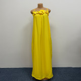 Plus Size Women Floral Strap Maxi Loose Solid Fashionable Dress