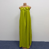 Plus Size Women Floral Strap Maxi Loose Solid Fashionable Dress