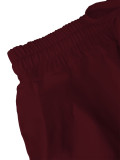 Women Solid Sleeveless V-Neck Tie Front Top with Drawstring Wide-Leg Two-Piece Pants Set