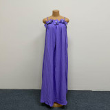 Plus Size Women Floral Strap Maxi Loose Solid Fashionable Dress