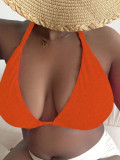 Plus Size Women Halter Neck Lace-Up Bikini Top Sexy Push-Up Swimwear