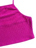 Holidays Women Crinkled Solid Halter Neck Crop Top with Slit Long Skirt Two-Piece Set