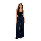 Women High Street Patchwork Straight Wide-Leg Loose Denim Pants