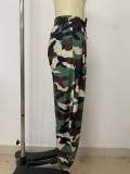 Summer Casual Plus Size Women Red Plaid Loose Tie Waist Camouflage Pants