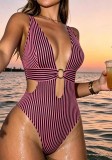 Women Stripe One-Piece Swimsuit
