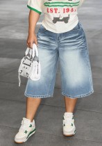 Women Casual Gradient Washed Crinkled Whisker Denim Shorts Women Casual Gradient Washed Crinkled Whisker Denim Shorts