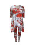 Plus Size Women Bat Sleeve Top and Long Pants Two-Piece Set