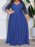 Plus Size Women V-Neck Maxi Dress
