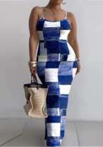 Plus Size Women Printed Spaghetti Strap Bodycon Maxi Dress
