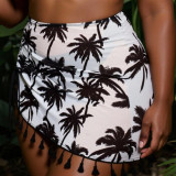 Women Sexy Bikini Beach Skirt Coconut Tree Tassel Drawstring Swimsuit