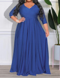 Plus Size Women V-Neck Maxi Dress