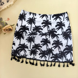Women Sexy Bikini Beach Skirt Coconut Tree Tassel Drawstring Swimsuit
