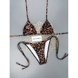 Women Leopard Print Sexy Bikini Plaid Printed Beach Two-Piece Swimsuit