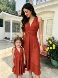Family Wear Women Girls Sleeveless Dress