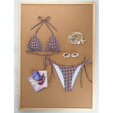 Women Leopard Print Sexy Bikini Plaid Printed Beach Two-Piece Swimsuit