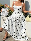 Women Summer Sleeveless Printed Polka Dot Sexy Spaghetti Strap Dress