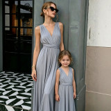 Family Wear Women Girls Sleeveless Dress