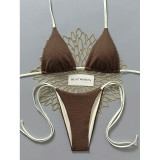 Women Stripe Halter Neck Sexy Bikini Beach Holiday Two-Piece Swimsuit