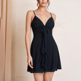 Women Holiday Mesh Sexy V-Neck Backless Strap Dress